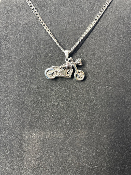 Stainless Steel Skull Motorcycle Pendant